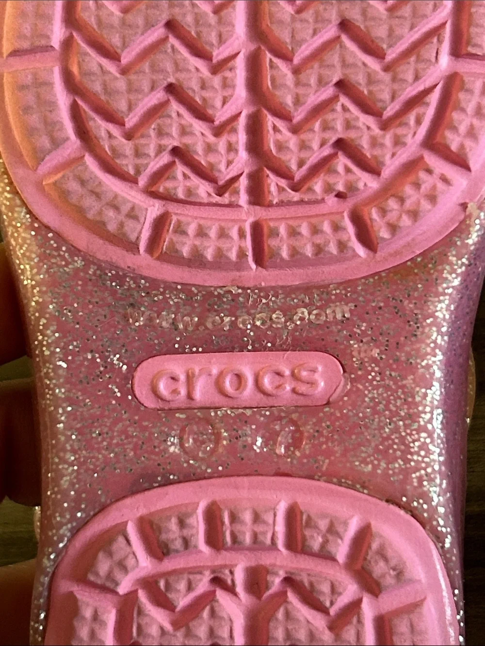 CROCS Pink Glitter Kids' Sandals with Rainbow Charm